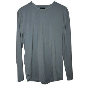 Cuts Clothing Curve Hem Long Sleeve Tee Shirt Men Large Pyca Gray Crew Stretch